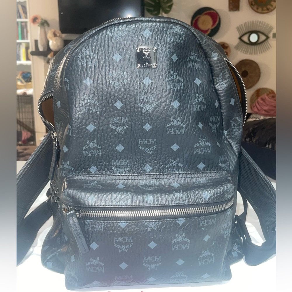 MCM black studded backpack